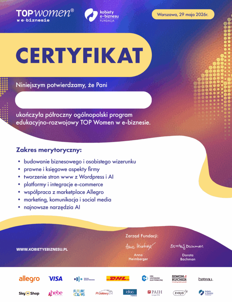 certyfikat_ukonczenia_kursu_TOPWomen w e-biznesie